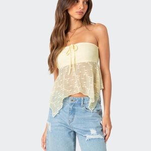 edikted yellow strapless top

great color especially for football games